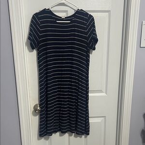 Old Navy Navy Blue and White Striped Dress